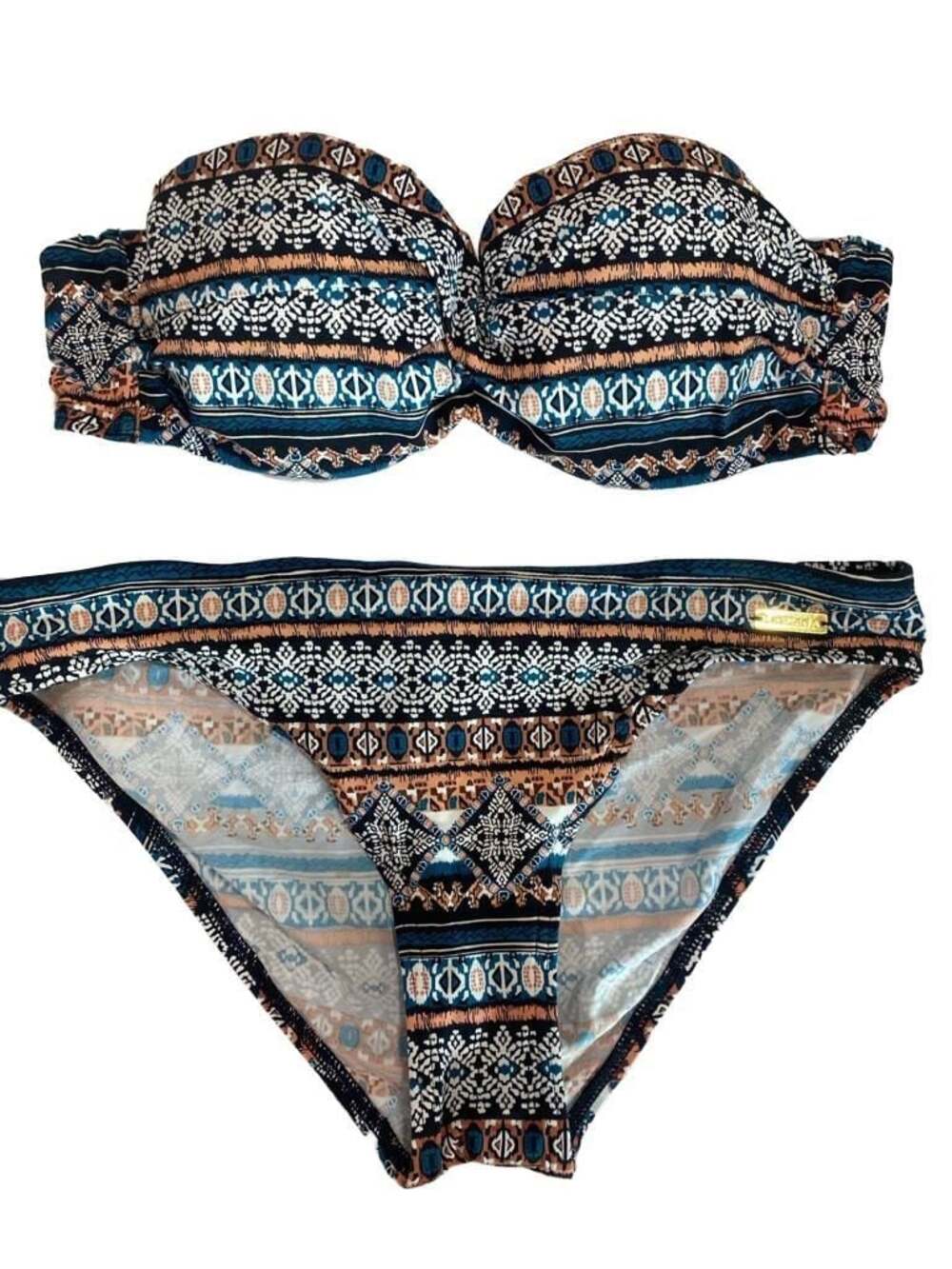 Lascana Multi-Color Aztec Print Two-Piece Bandeau Bikini Set XS